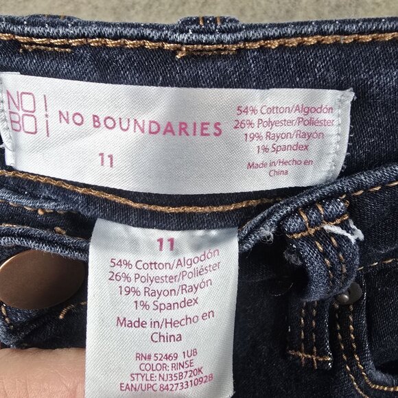 No Boundaries Womens Dark Wash Skinny Jeans Size 11 Cotton Blend Stretch Denim - Picture 5 of 7